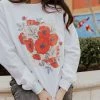 Pink Nabi THE COME ON DARLING FLORAL PULLOVER IN WHITE