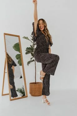 Lily Clothing THE DOLLY POLKA DOT JUMPSUIT IN BLACK