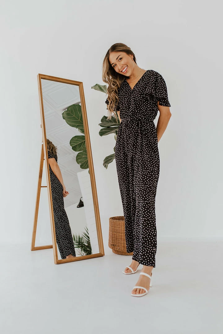 Lily Clothing THE DOLLY POLKA DOT JUMPSUIT IN BLACK 1 Lily Clothing THE DOLLY POLKA DOT JUMPSUIT IN BLACK
