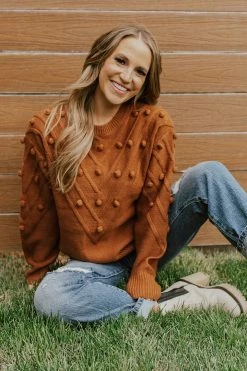 Sweet Lovely By Jen THE COLE POM SWEATER IN COCO