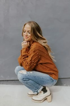 Sweet Lovely By Jen THE COLE POM SWEATER IN COCO