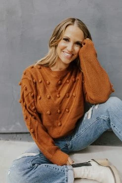 Sweet Lovely By Jen THE COLE POM SWEATER IN COCO