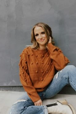 Sweet Lovely By Jen THE COLE POM SWEATER IN COCO