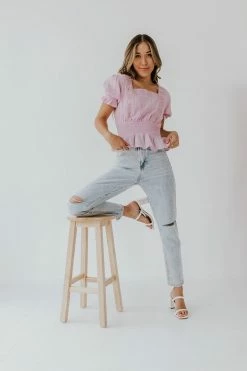 In Loom THE JANE SMOCKED TOP LAVENDER TOPS