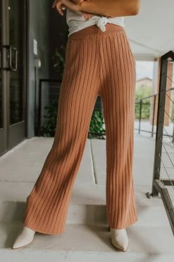 Promesa BOTTOMS THE BAYLOR KNITTED WIDE LEG PANTS IN BLUSH