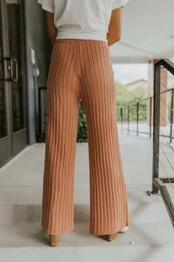 Promesa BOTTOMS THE BAYLOR KNITTED WIDE LEG PANTS IN BLUSH