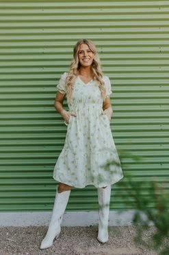 Polagram/Baevely THE LILLIAN TIERED DRESS IN LIME FLORAL