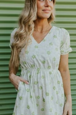 Polagram/Baevely THE LILLIAN TIERED DRESS IN LIME FLORAL