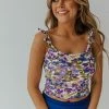 PINK DESERT SWEETY FLUTTER CROP SWIM TOP IN WILD LAVENDER