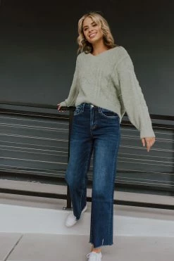Style Melody, Inc THE SAMI FUZZY SWEATER IN SAGE TOPS