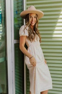 Paper Crane THE BRIA SMOCKED MIDI DRESS IN BLUSH DRESSES 7 Paper Crane THE BRIA SMOCKED MIDI DRESS IN BLUSH DRESSES