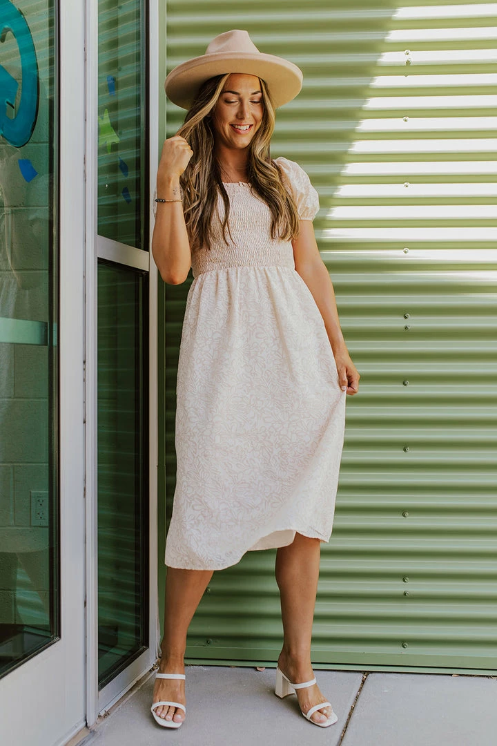 Paper Crane THE BRIA SMOCKED MIDI DRESS IN BLUSH DRESSES 1 Paper Crane THE BRIA SMOCKED MIDI DRESS IN BLUSH DRESSES