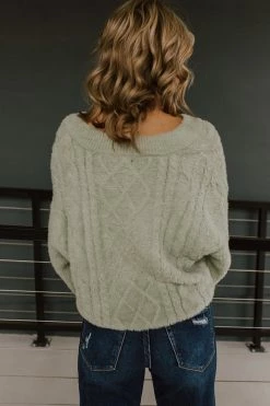 Style Melody, Inc THE SAMI FUZZY SWEATER IN SAGE TOPS
