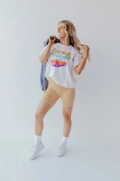 Polagram/Baevely THE OUT AND ABOUT BIKER SHORTS IN ORANGE GINGHAM BOTTOMS