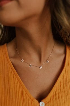 Fame Accessories THE MAMA SPACED LETTERS NECKLACE IN ROSE GOLD