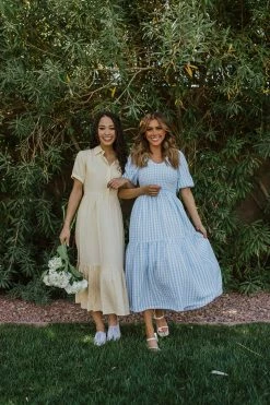 Aaron & Amber THE PAMMIE GINGHAM DRESS IN BLUE