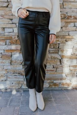 Miou Muse THE MOVES LIKE JAGGER FAUX LEATHER PANTS IN BLACK