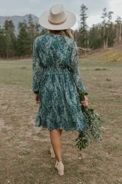 THE PINK DESERT PANDORA DRESS IN GREEN PAISLEY PD EXCLUSIVES