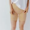 Polagram/Baevely THE OUT AND ABOUT BIKER SHORTS IN ORANGE GINGHAM BOTTOMS