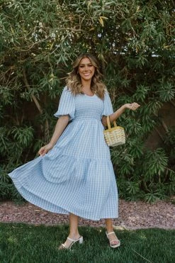 Aaron & Amber THE PAMMIE GINGHAM DRESS IN BLUE