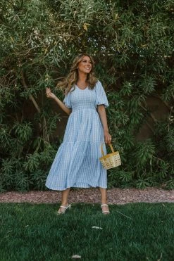Aaron & Amber THE PAMMIE GINGHAM DRESS IN BLUE