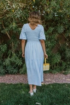 Aaron & Amber THE PAMMIE GINGHAM DRESS IN BLUE