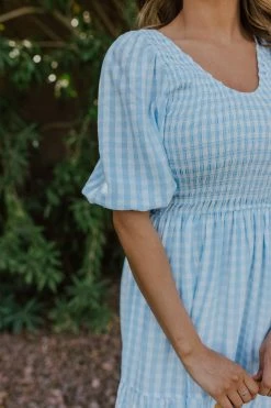 Aaron & Amber THE PAMMIE GINGHAM DRESS IN BLUE
