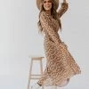 POLAGRAM THE BECCA FLORAL DRESS IN MOCHA DRESSES