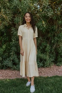 Trend Notes THE YORK TIERED COLLARED DRESS IN YELLOW DRESSES