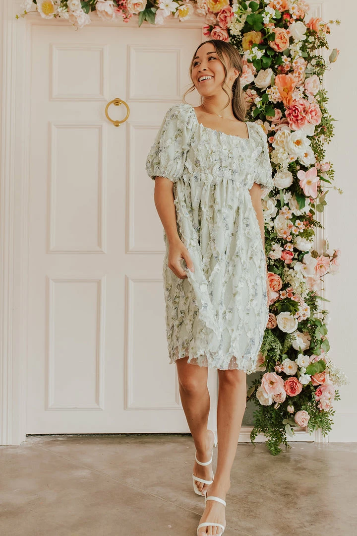 Polagram/Baevely THE EDEN FLORAL BABYDOLL DRESS IN LIGHT SAGE 1 Polagram/Baevely THE EDEN FLORAL BABYDOLL DRESS IN LIGHT SAGE