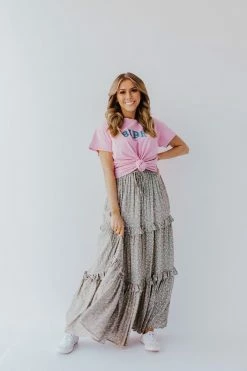 Easel THE ROSE GARDEN MAXI SKIRT IN GREEN SKIRTS