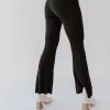 La Miel THE BENTLEY RIBBED FLARE PANTS IN BLACK