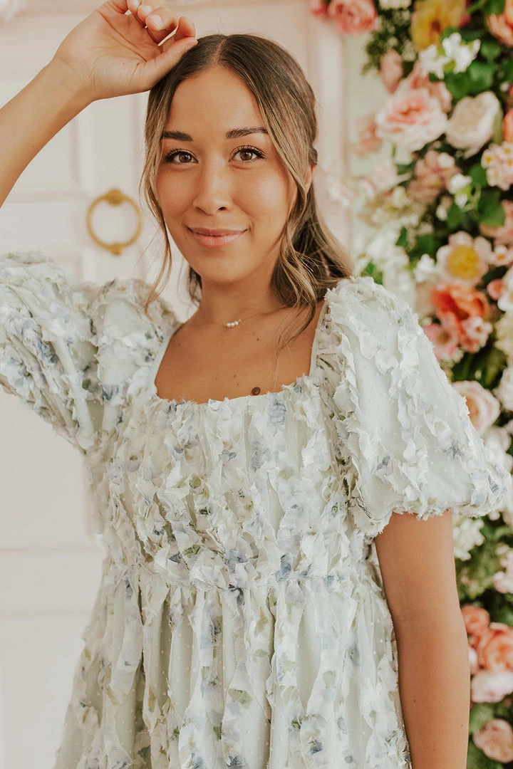 Polagram/Baevely THE EDEN FLORAL BABYDOLL DRESS IN LIGHT SAGE 5 Polagram/Baevely THE EDEN FLORAL BABYDOLL DRESS IN LIGHT SAGE