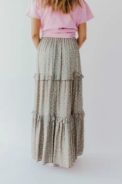 Easel THE ROSE GARDEN MAXI SKIRT IN GREEN SKIRTS