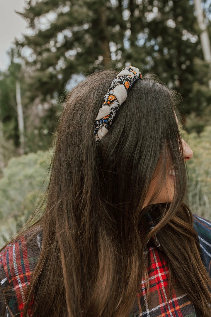 Kaxi THE BRAIDED FLORAL HEADBAND IN NAVY 2 Kaxi THE BRAIDED FLORAL HEADBAND IN NAVY