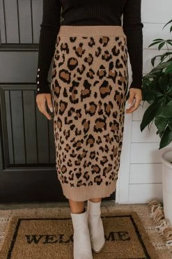 Davi&Dani THE LAURA LEOPARD SWEATER SKIRT IN MOCHA SKIRTS