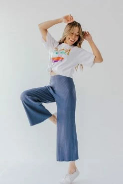 Wishlist BOTTOMS THE MIDNIGHT BREEZE RIBBED PANTS IN SLATE BLUE