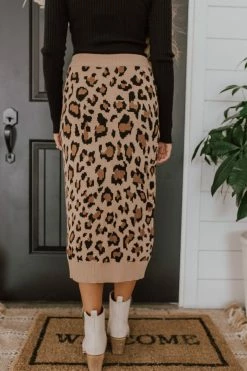 Davi&Dani THE LAURA LEOPARD SWEATER SKIRT IN MOCHA SKIRTS