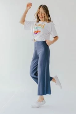 Wishlist BOTTOMS THE MIDNIGHT BREEZE RIBBED PANTS IN SLATE BLUE