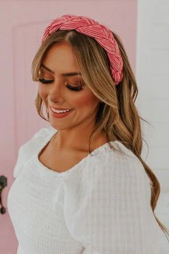 ILLord THE BRAIDED SATIN HEADBAND IN PINK