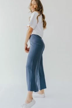 Wishlist BOTTOMS THE MIDNIGHT BREEZE RIBBED PANTS IN SLATE BLUE