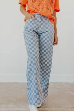 Polagram/Baevely THE CHANDLER CHECKERED PANTS IN BLUE