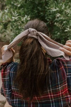 Pretty Simple THE LAYTON SCRUNCHIE SCARF IN TAUPE NEW ARRIVALS