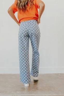 Polagram/Baevely THE CHANDLER CHECKERED PANTS IN BLUE