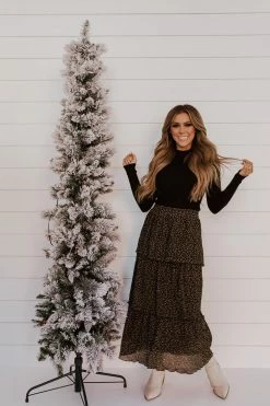 Paper Crane SKIRTS THE BELLE FLORAL MIDI SKIRT IN BLACK