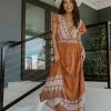 Ces Femme THE RAE TIERED DRESS IN RUST