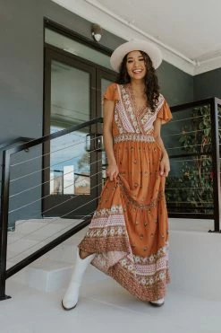 Ces Femme THE RAE TIERED DRESS IN RUST
