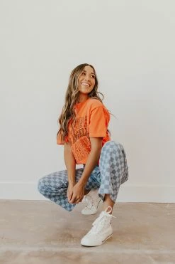 Polagram/Baevely THE CHANDLER CHECKERED PANTS IN BLUE