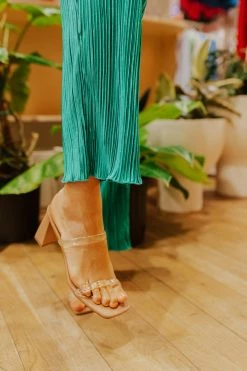 THE LILAH STRAP HEELS IN CLEAR BY STEVE MADDEN SHOES