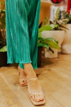 THE LILAH STRAP HEELS IN CLEAR BY STEVE MADDEN SHOES